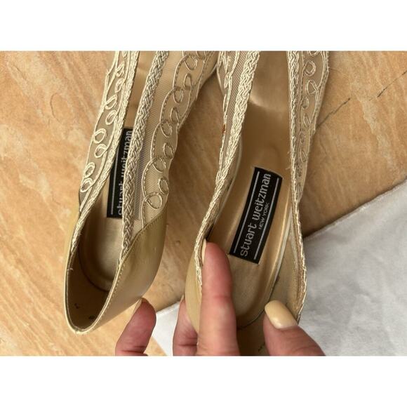 Stuart Weitzman Vintage Lace Toe Leather Sole Heel Made in Spain 6 - Picture 3 of 7